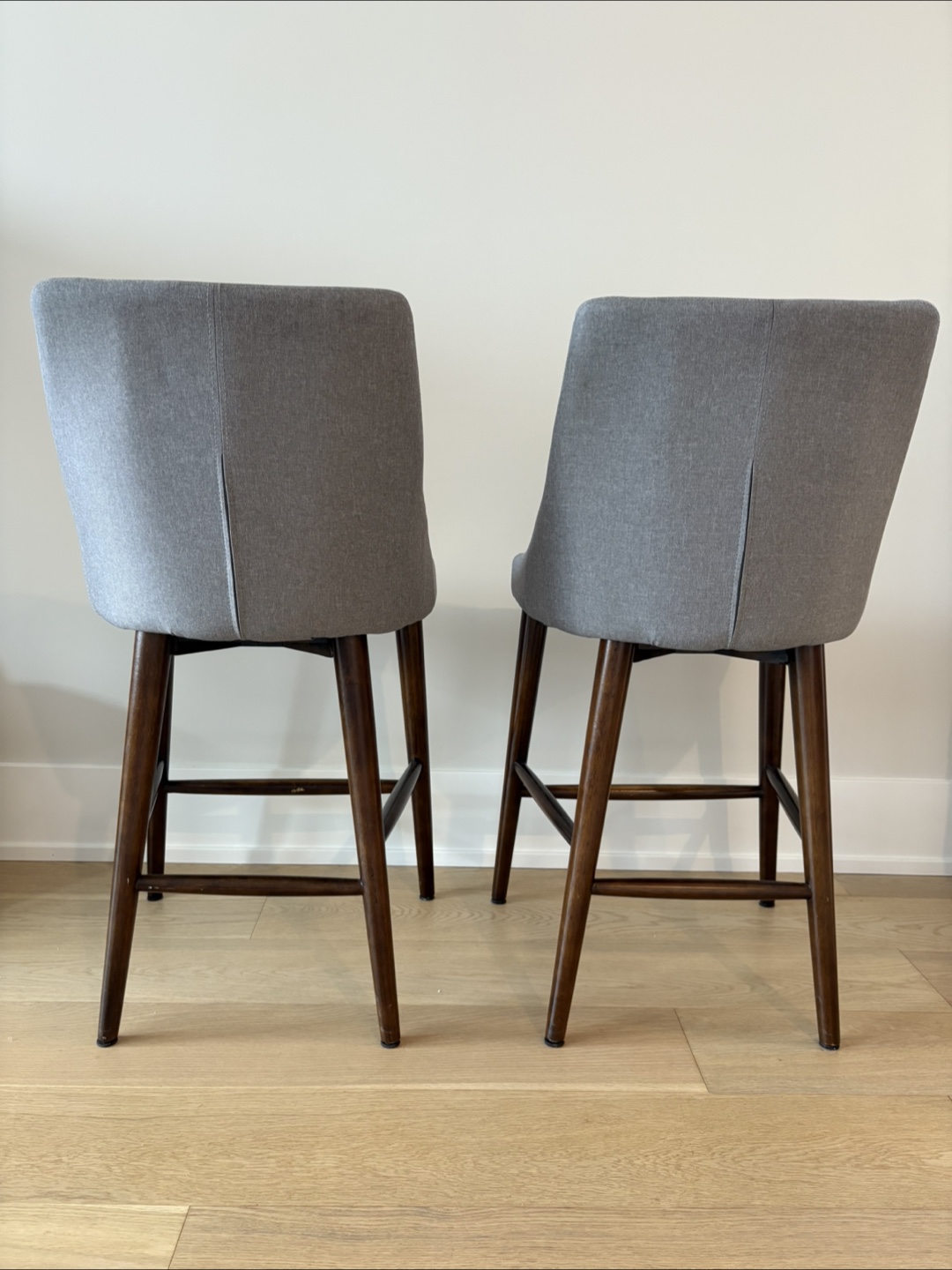 Set of 2 Gray Fabric Bar Stools - photo 2