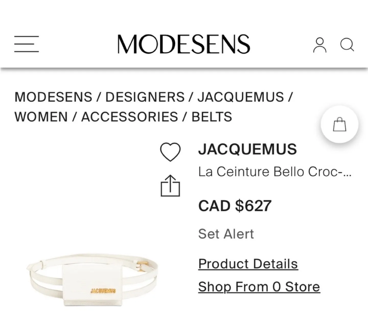 Jacquemus White Croc Embossed Leather La Ceinture Bello Belt Bag image indicator(6)