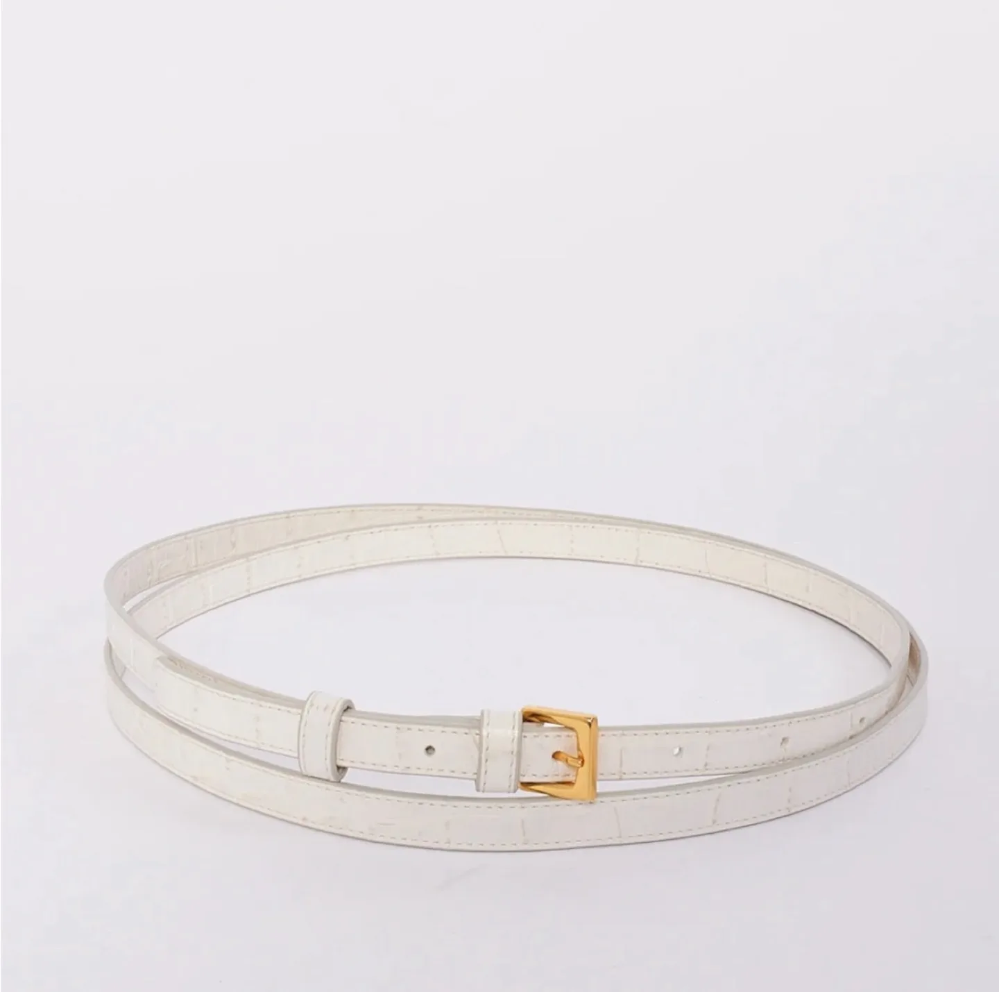 Jacquemus White Croc Embossed Leather La Ceinture Bello Belt Bag image indicator(5)