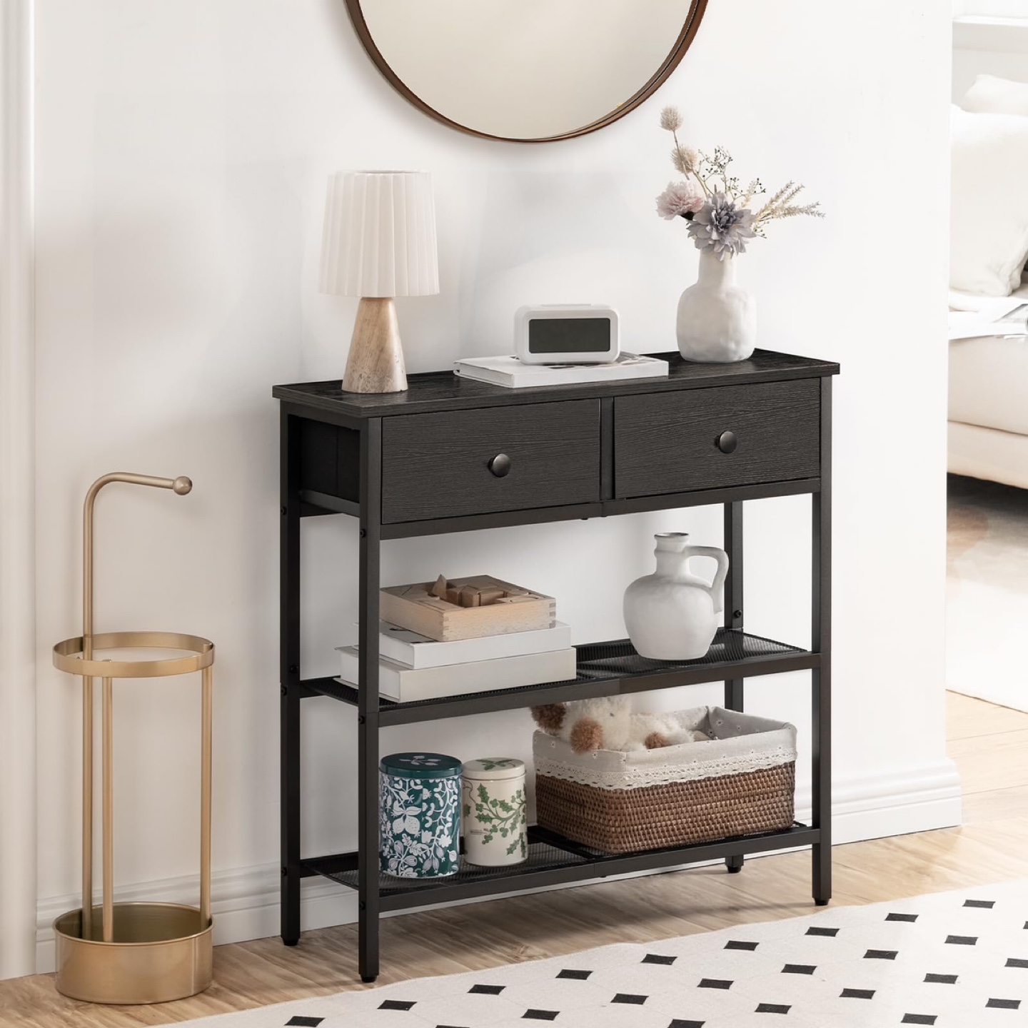 HOOBRO Narrow Console Table with 2 Fabric Drawers - photo 3