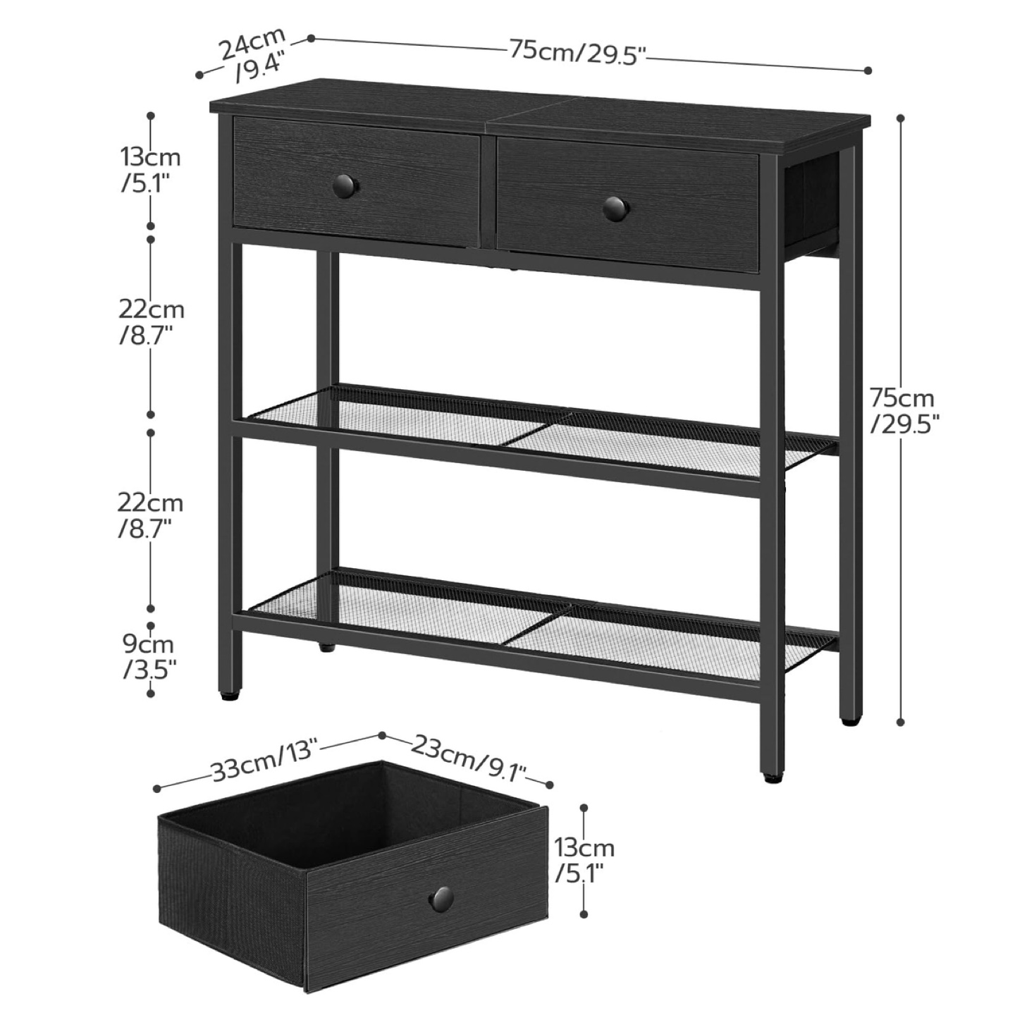HOOBRO Narrow Console Table with 2 Fabric Drawers - photo 4