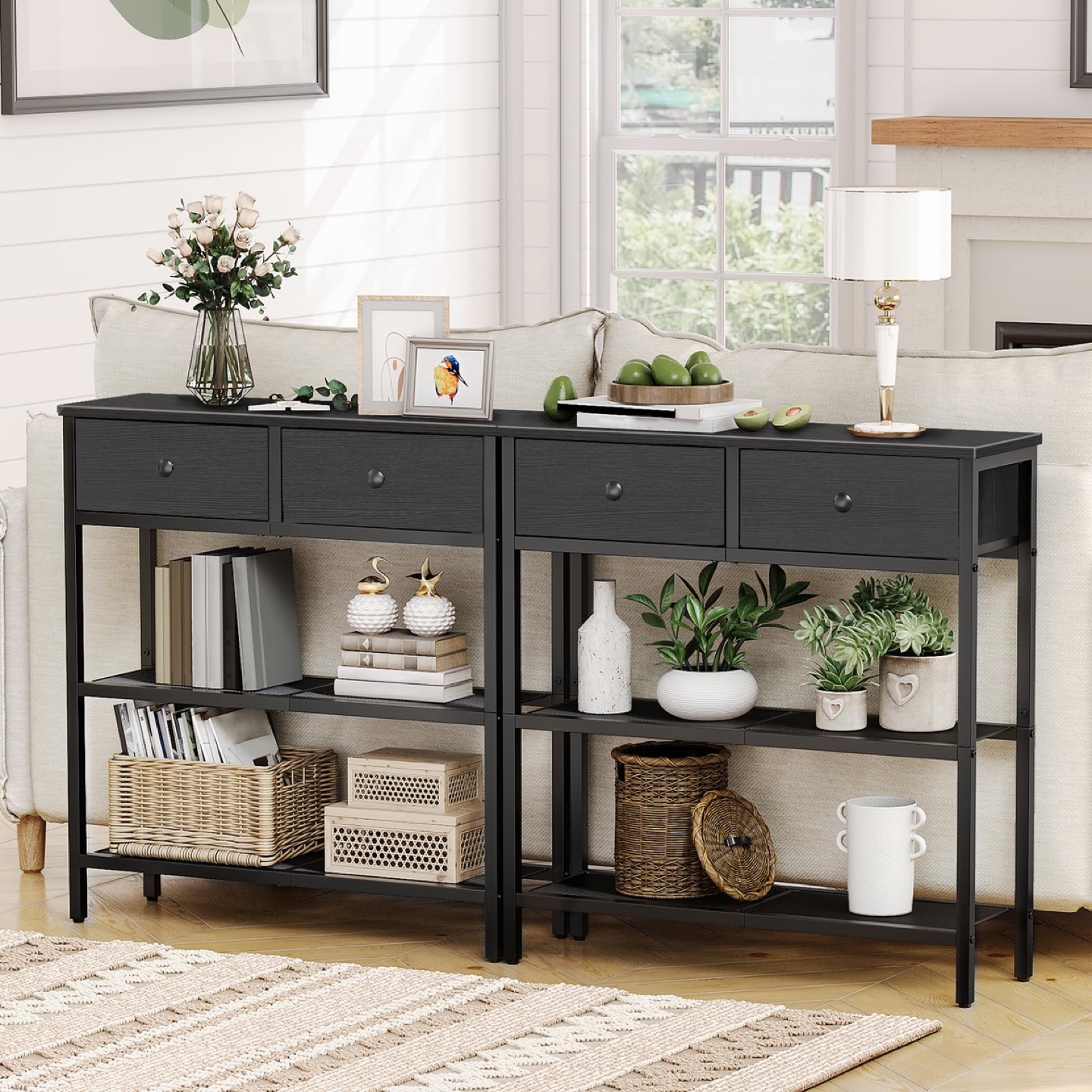 HOOBRO Narrow Console Table with 2 Fabric Drawers - photo 5