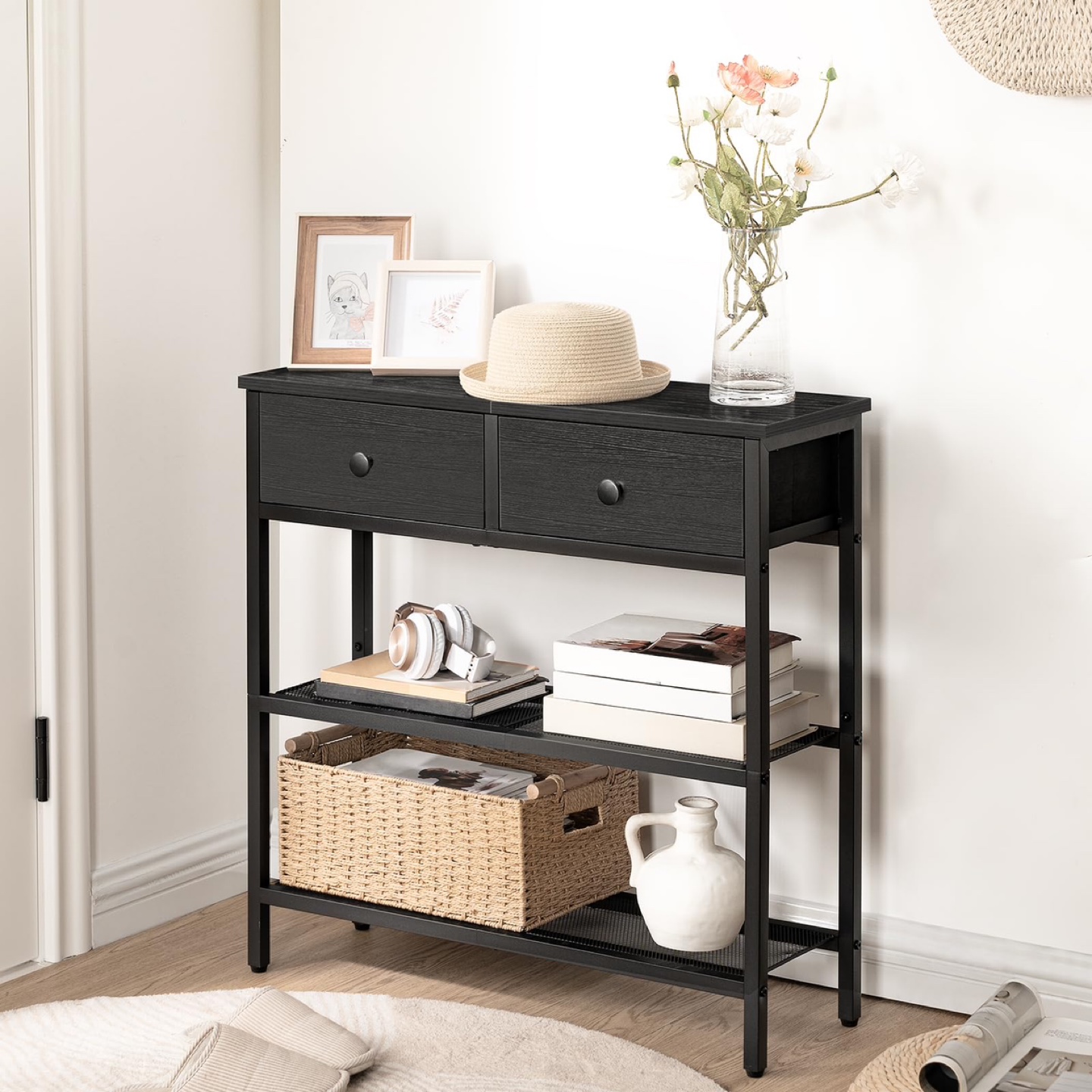 HOOBRO Narrow Console Table with 2 Fabric Drawers - photo 2