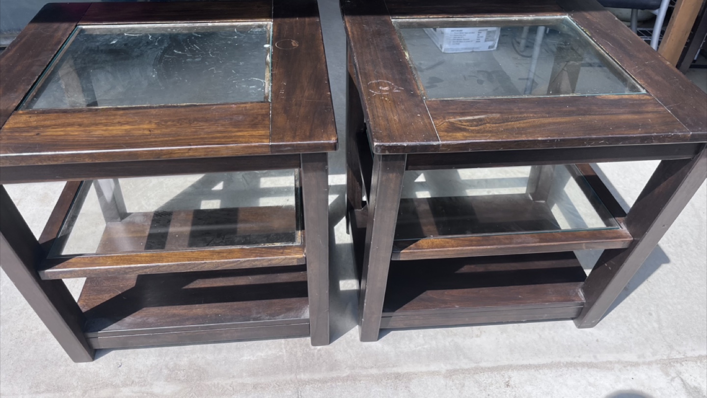 Glass Top End Tables - Set of 2