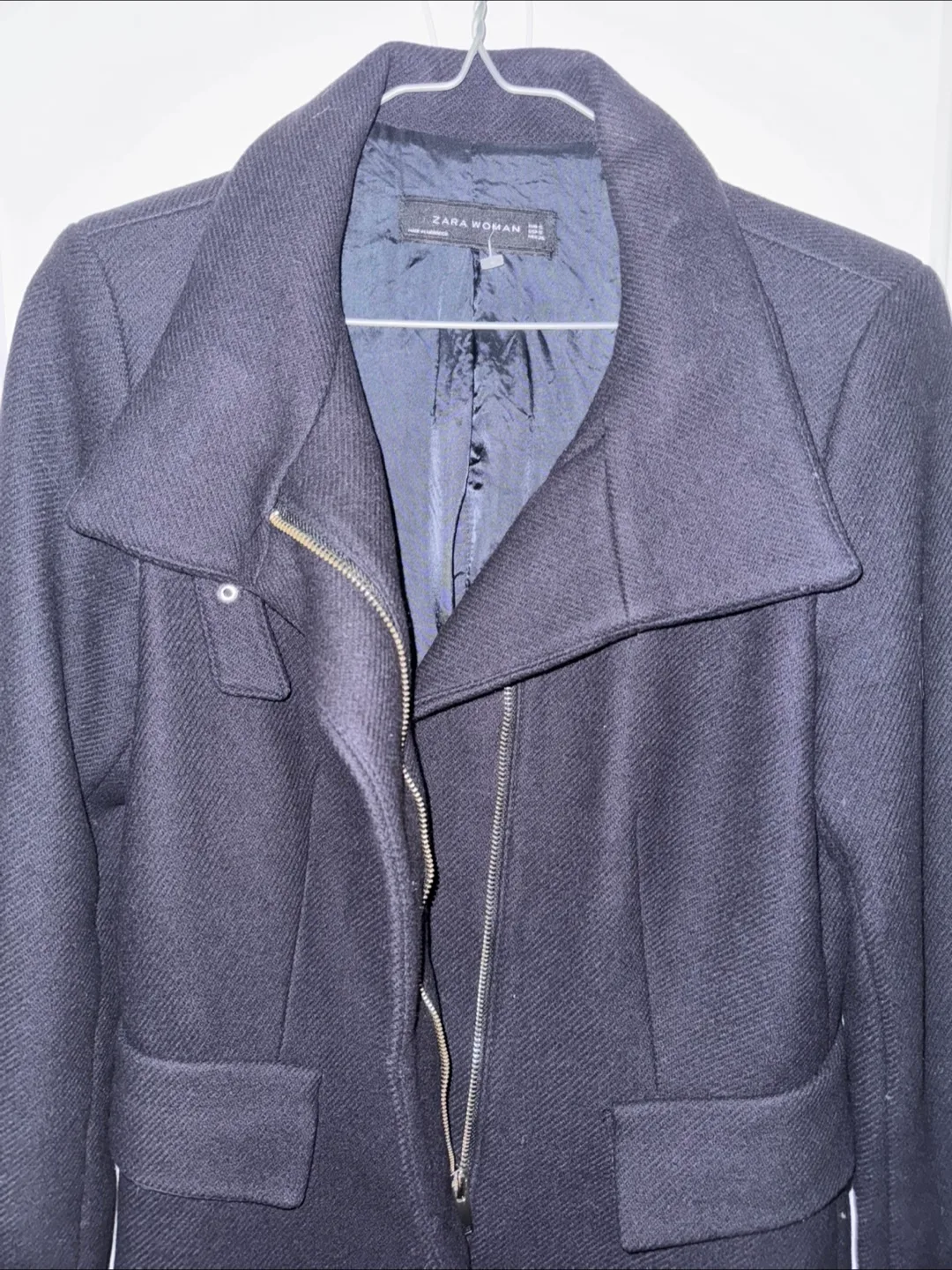 Zara Woman Black Wool Blend Coat thumbnail