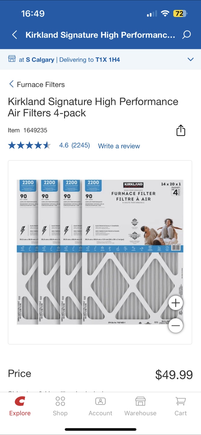 Kirkland Signature Furnace Filter 20x25x1 (4-Pack) - photo 2