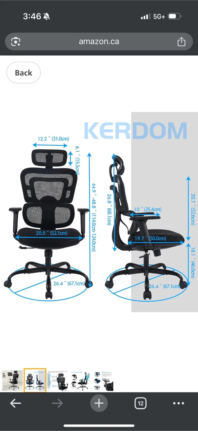 KERDOM Ergonomic Office Chair - Black image indicator(4)