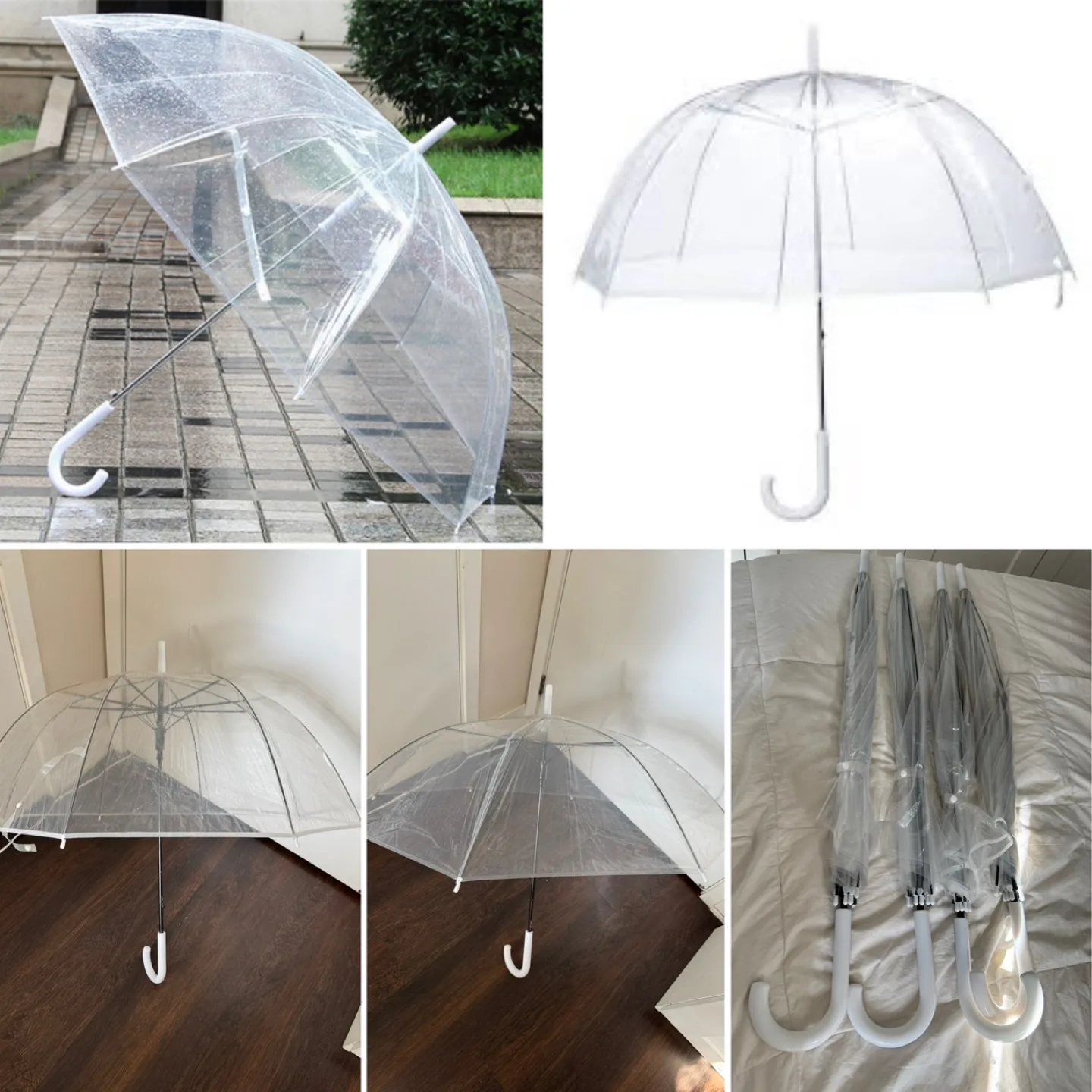 Set Of 4 Clear Wedding Umbrellas Like New Used for 2 hours thumbnail