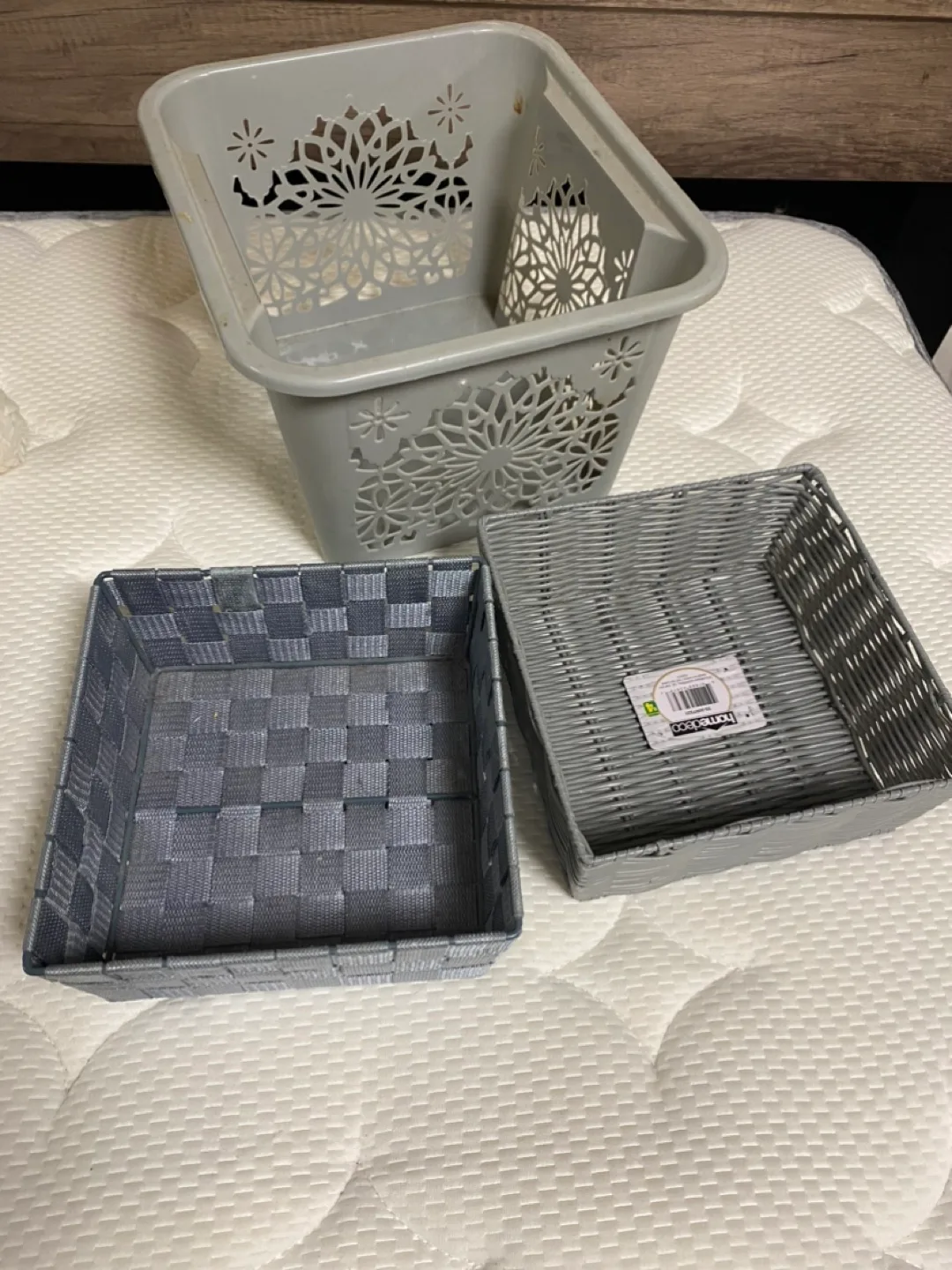 3 Grey Storage Baskets thumbnail