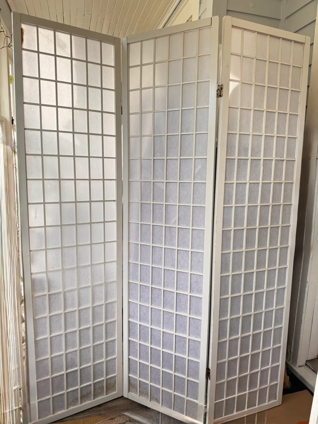 White Folding Room Divider Screen thumbnail