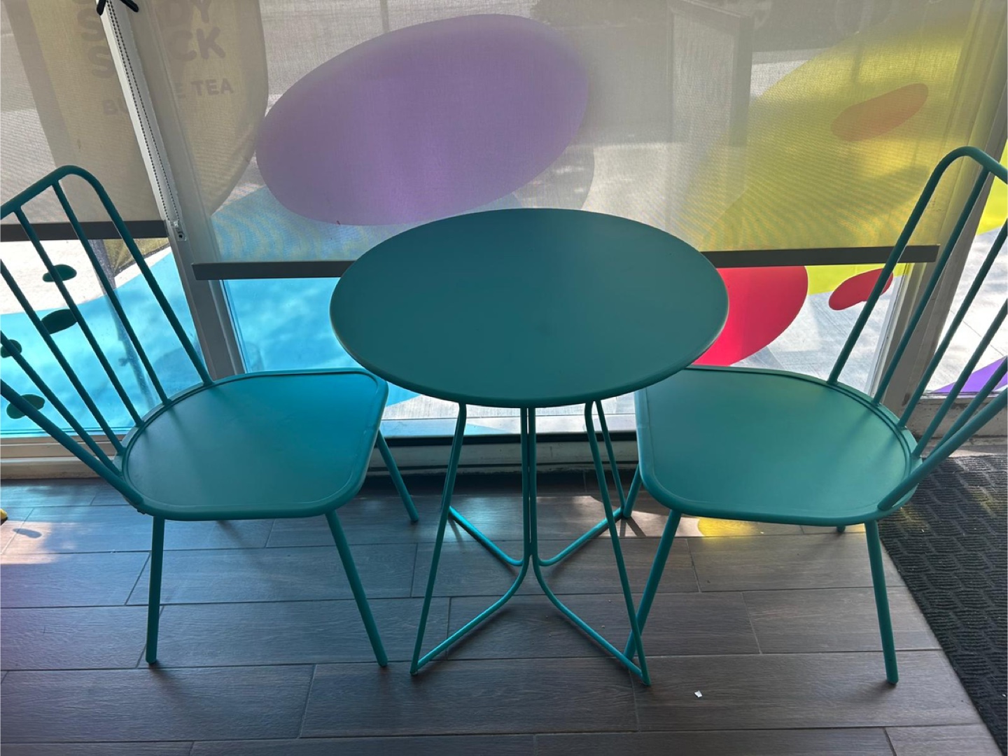 Outdoor Bistro Set - Yellow/Teal Table & Chairs - photo 4