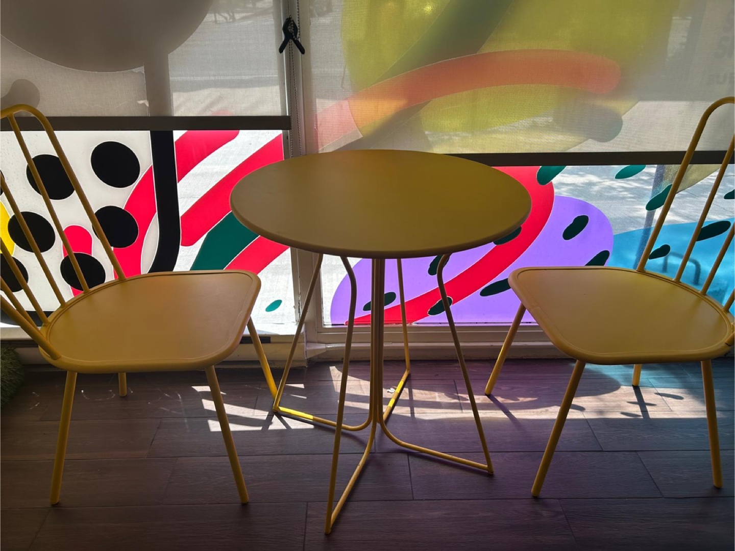 Outdoor Bistro Set - Yellow/Teal Table & Chairs - photo 2