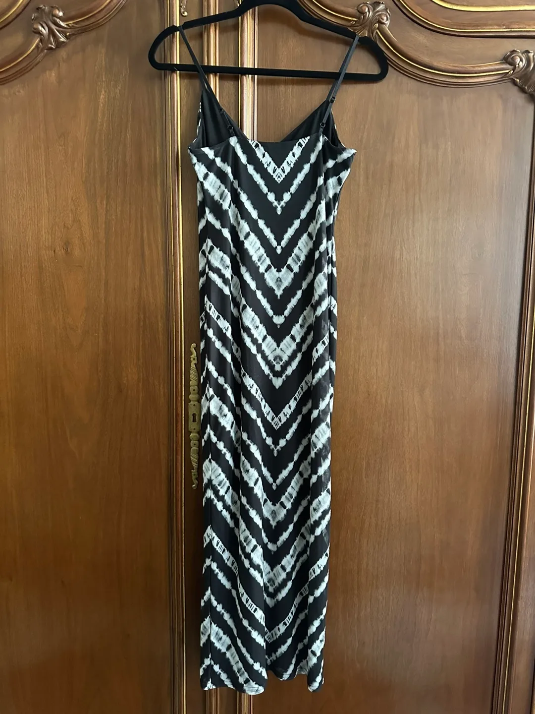 AFRM Black & White Tie-Dye Mesh Dress Adjustable Strap Sz Small image indicator(5)