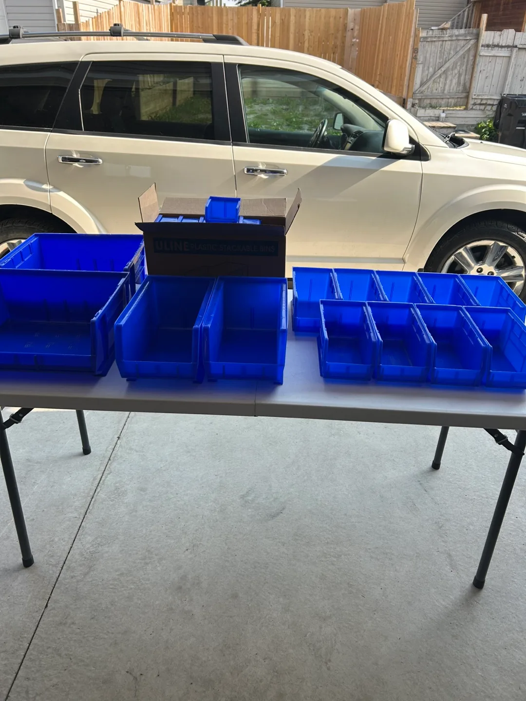 Uline Blue Plastic Stackable Bins thumbnail