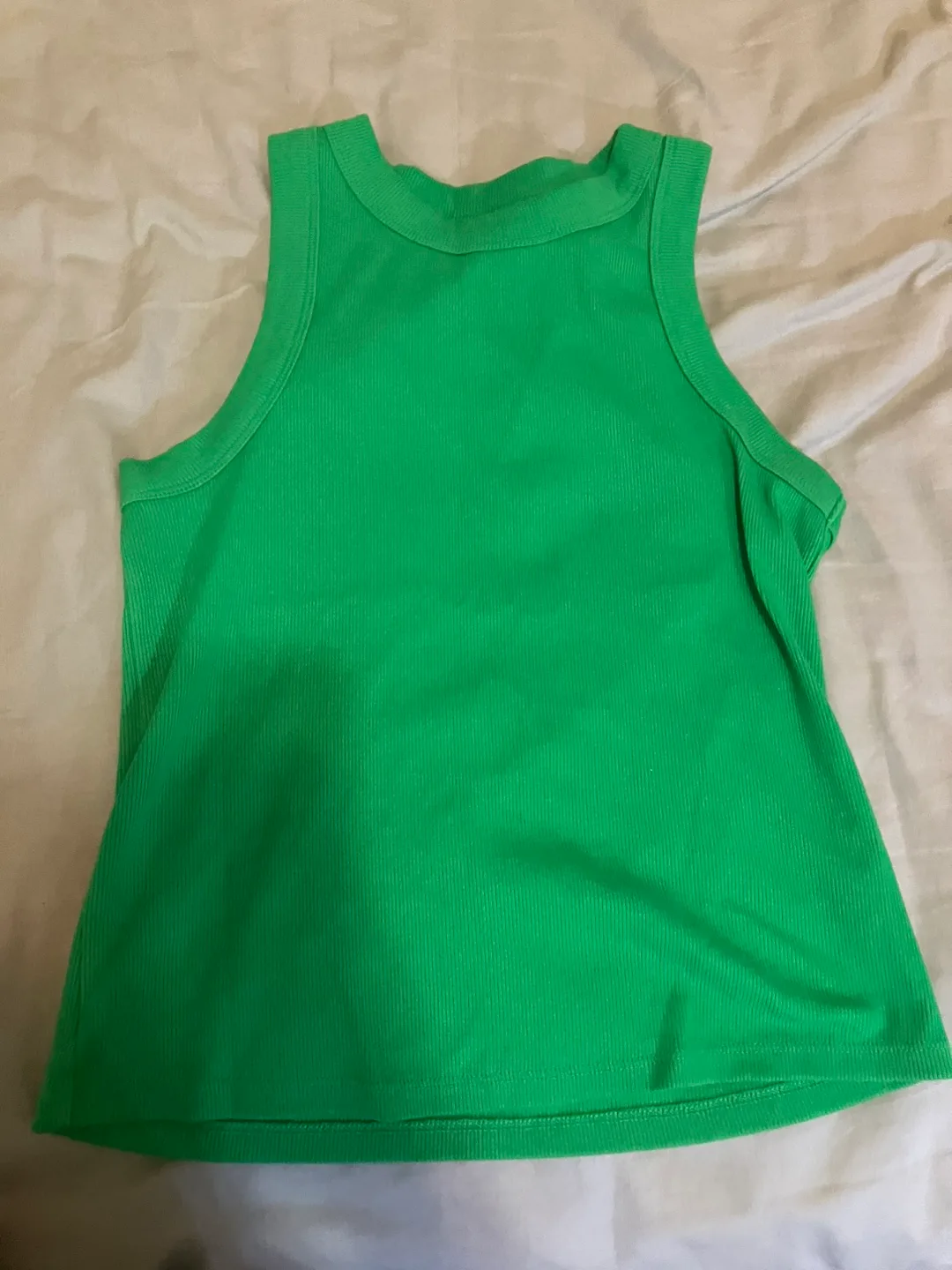 OLD NAVI Green Ribbed Tank Top thumbnail