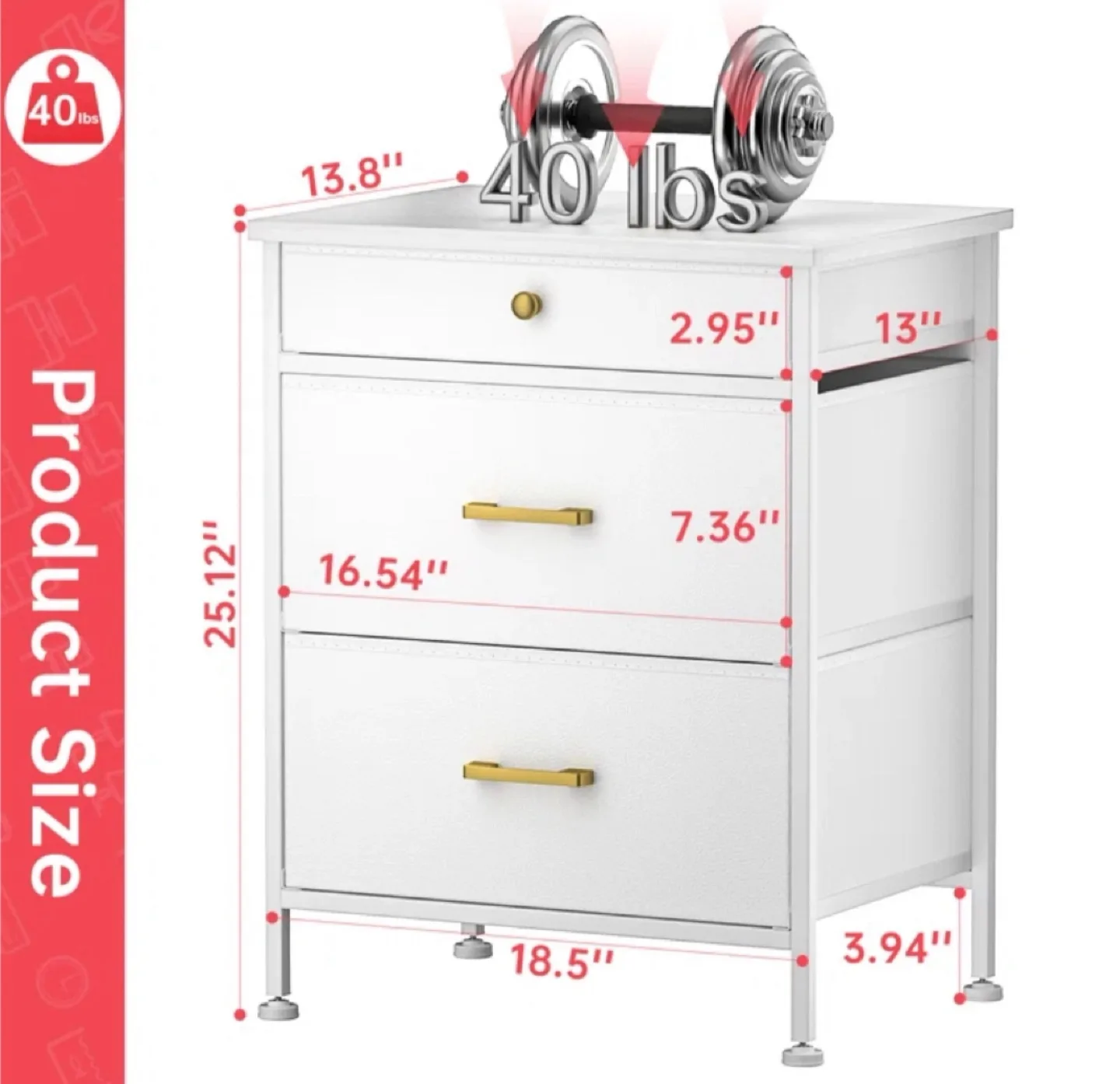 Nightstand with 3 drawers (retail $144) image indicator(2)