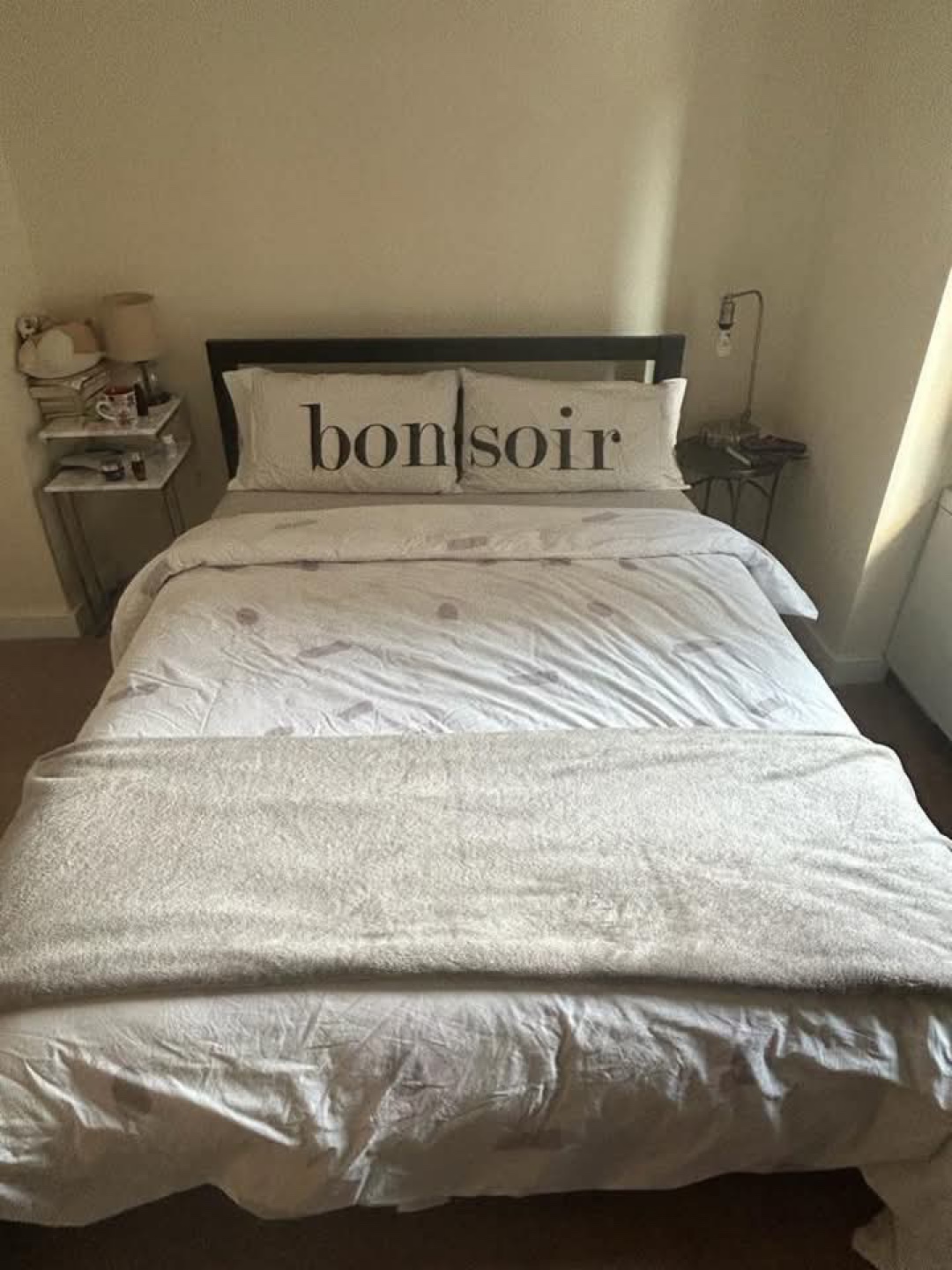 Queen Size Black Metal Bed Frame + Tuft and Needle Mattress