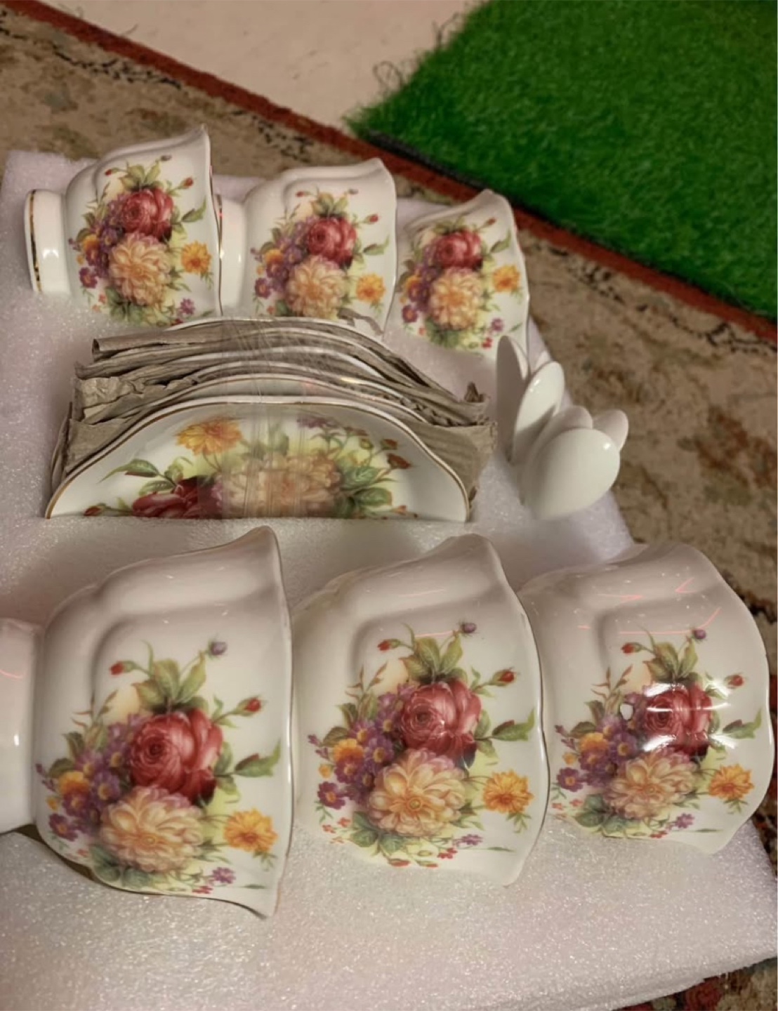 Floral Tea Set - 6 Cups, Saucers, Spoons - photo 3
