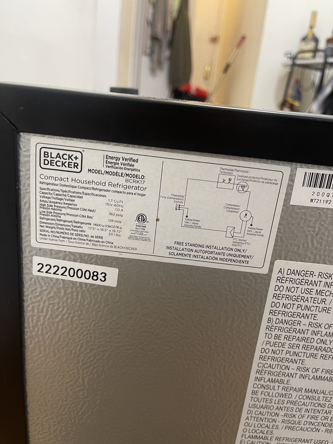 Black+Decker Compact Household Refrigerator - Like New! - photo 3