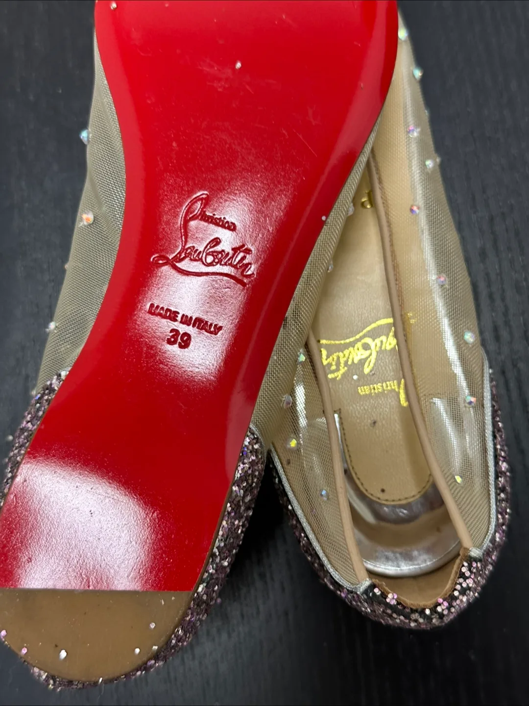 Christian Louboutin Mesh Glitter Flats - Size 39 image indicator(4)