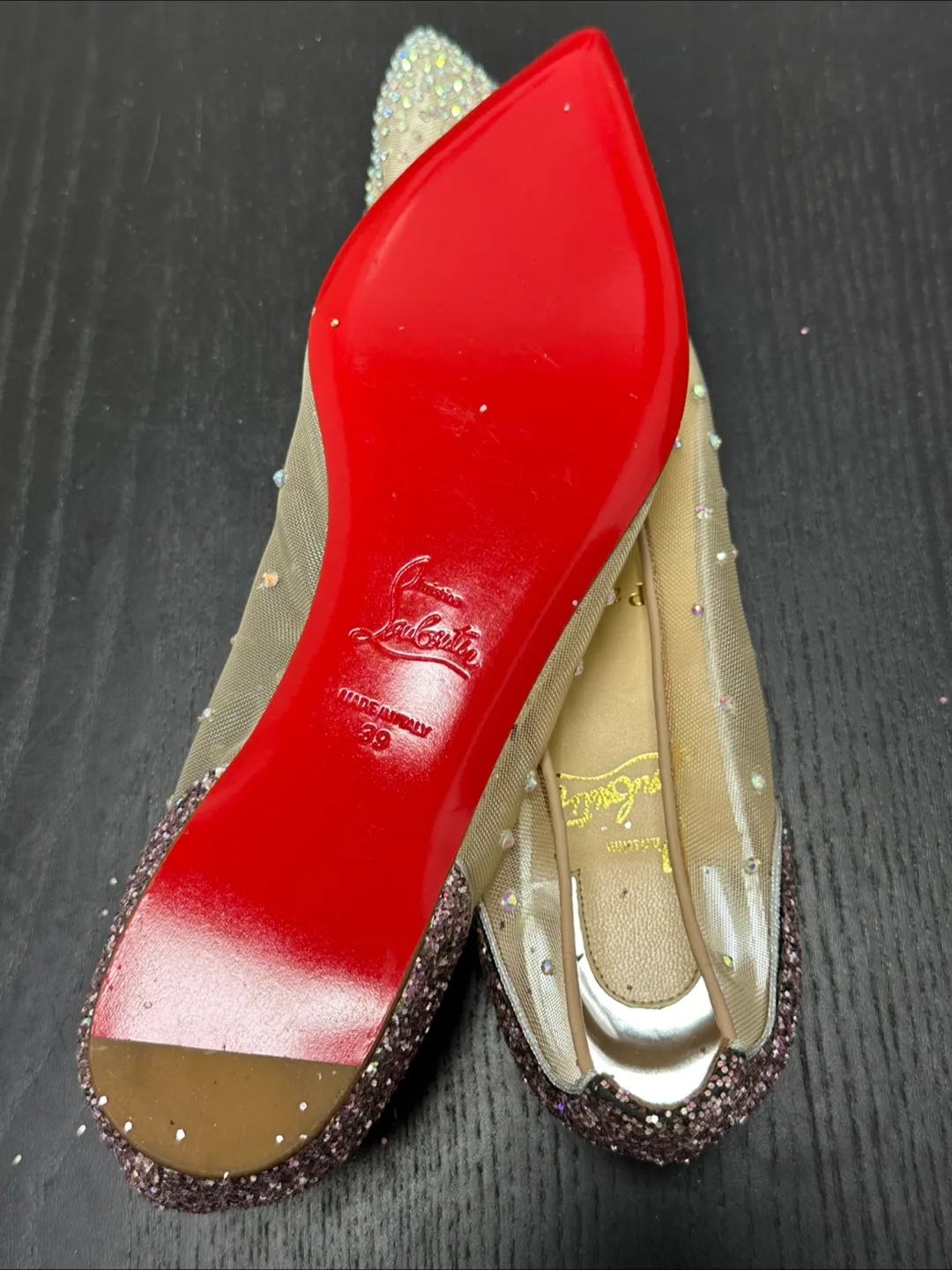 Christian Louboutin Mesh Glitter Flats - Size 39 image indicator(3)