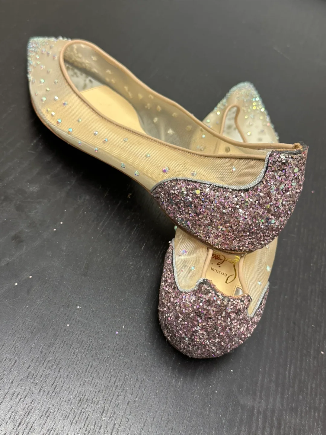 Christian Louboutin Mesh Glitter Flats - Size 39 thumbnail