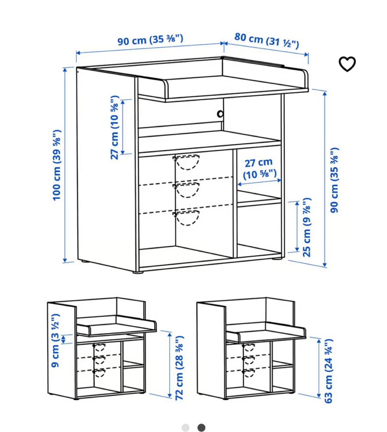 IKEA SMÅSTAD Changing Table/Desk - White image indicator(8)