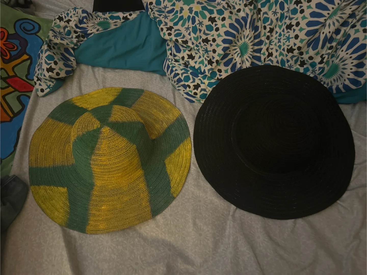 Two Straw Hats - Black & Yellow/Green thumbnail
