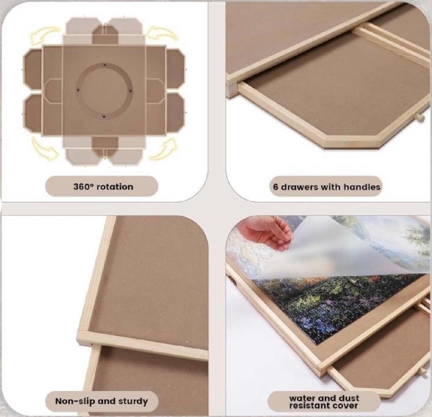 Rotating Jigsaw Puzzle Board w/ 6 Drawers - photo 4