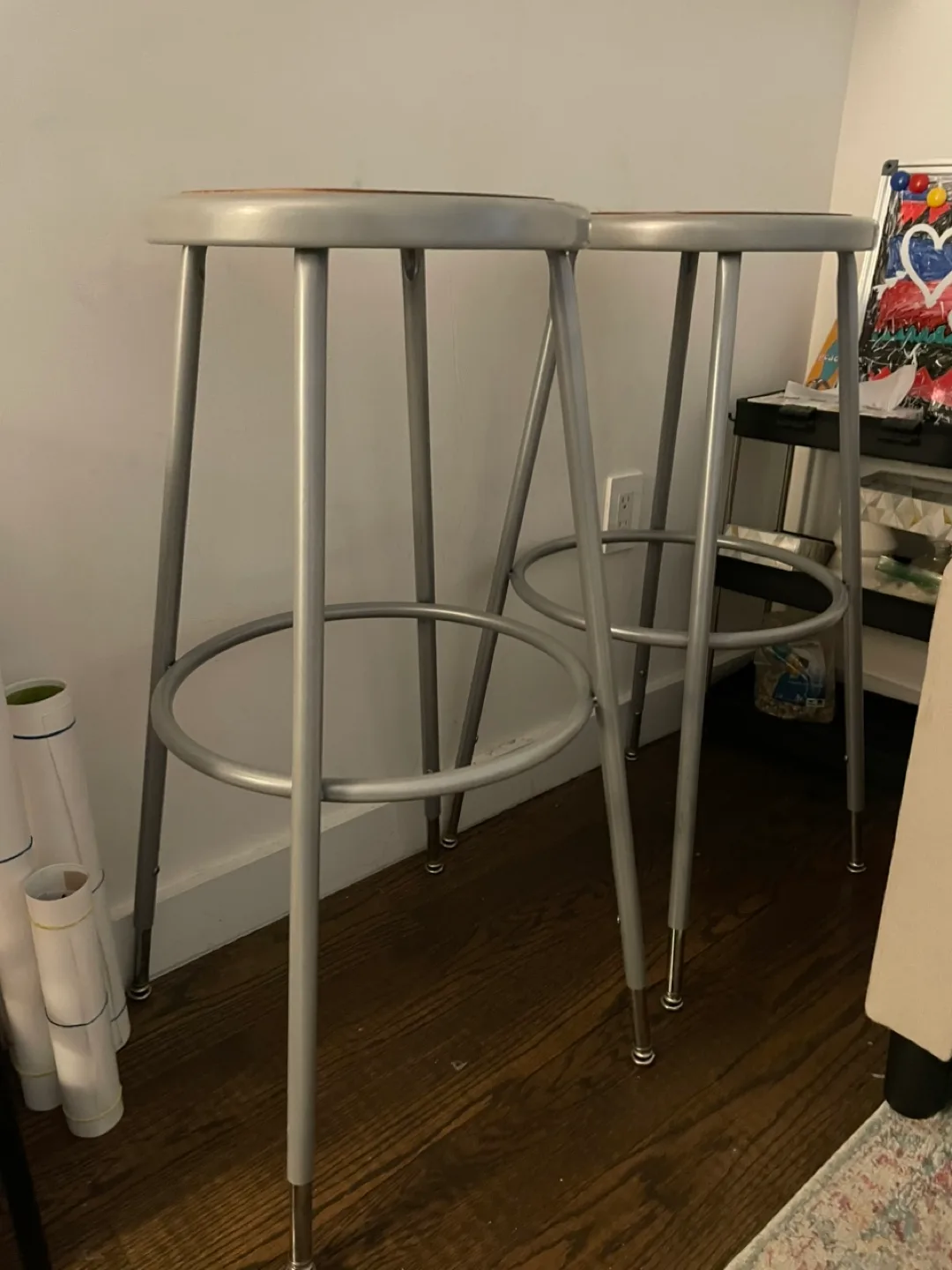 Adjustable Height Steel Frame Bar Stools - Set of 2 thumbnail