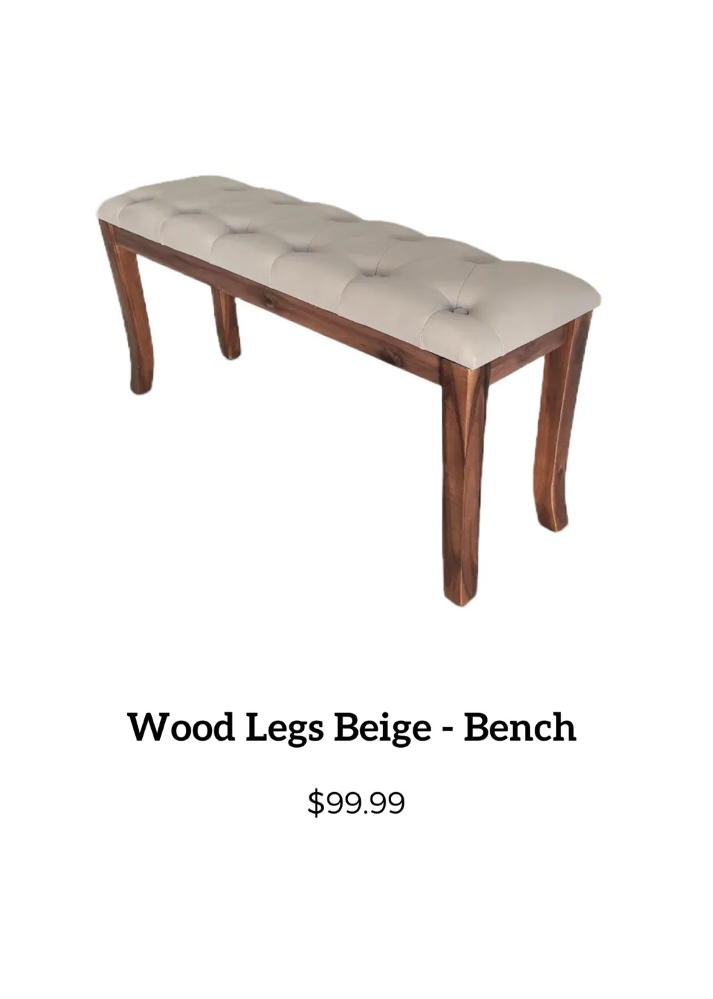 Upholstered Bench with Wood Legs