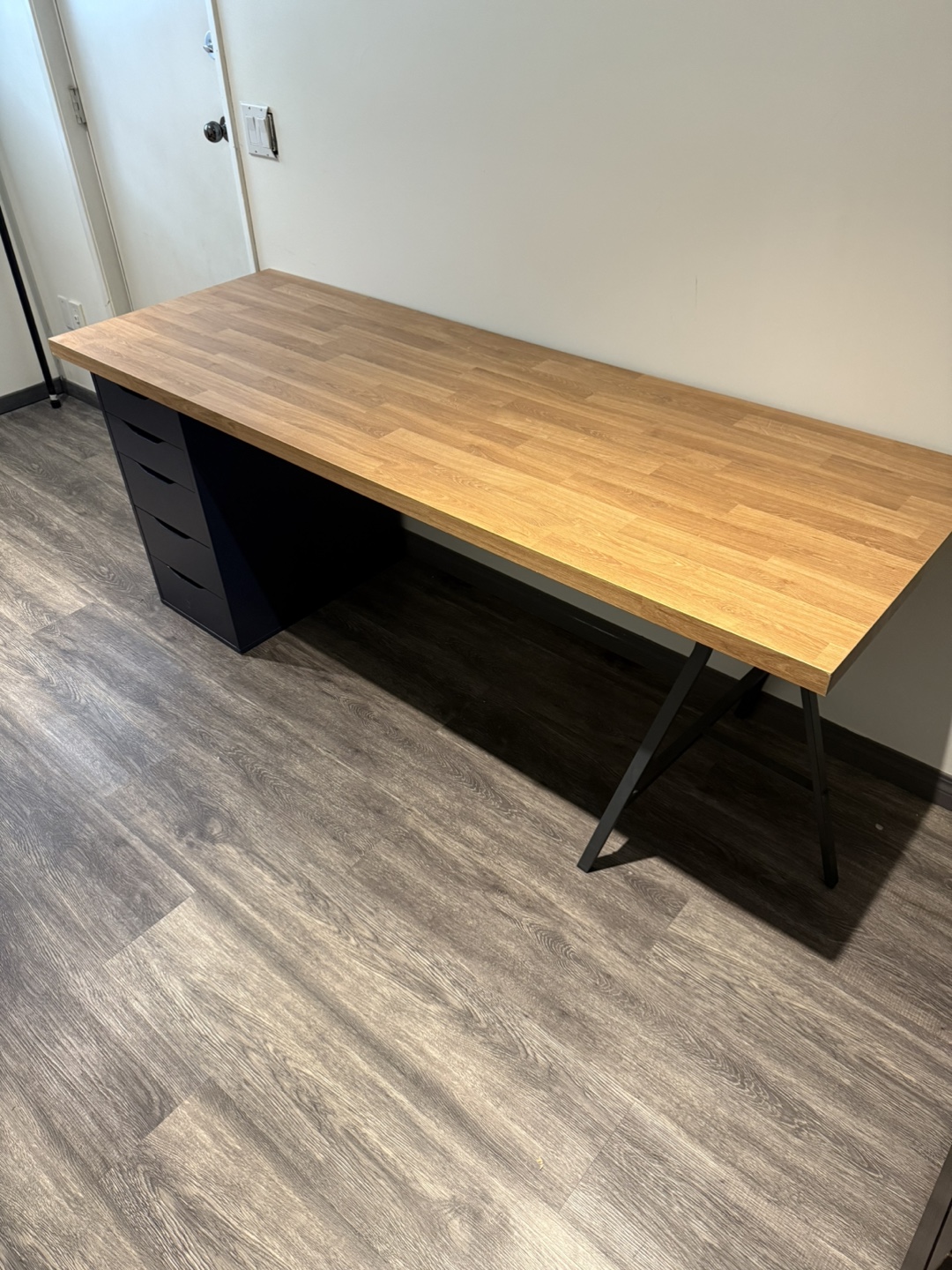 IKEA Desk with Drawers - Wood & Blue
