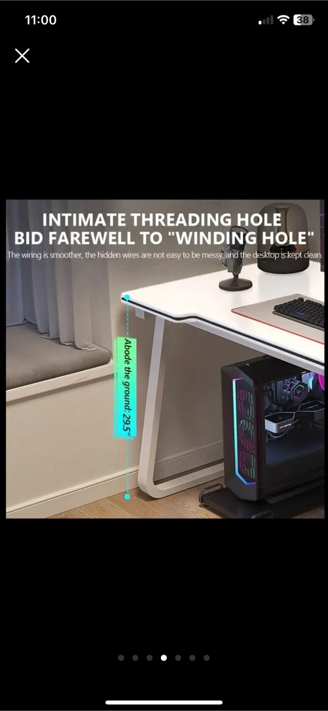 Curved Gaming Desk White - photo 3
