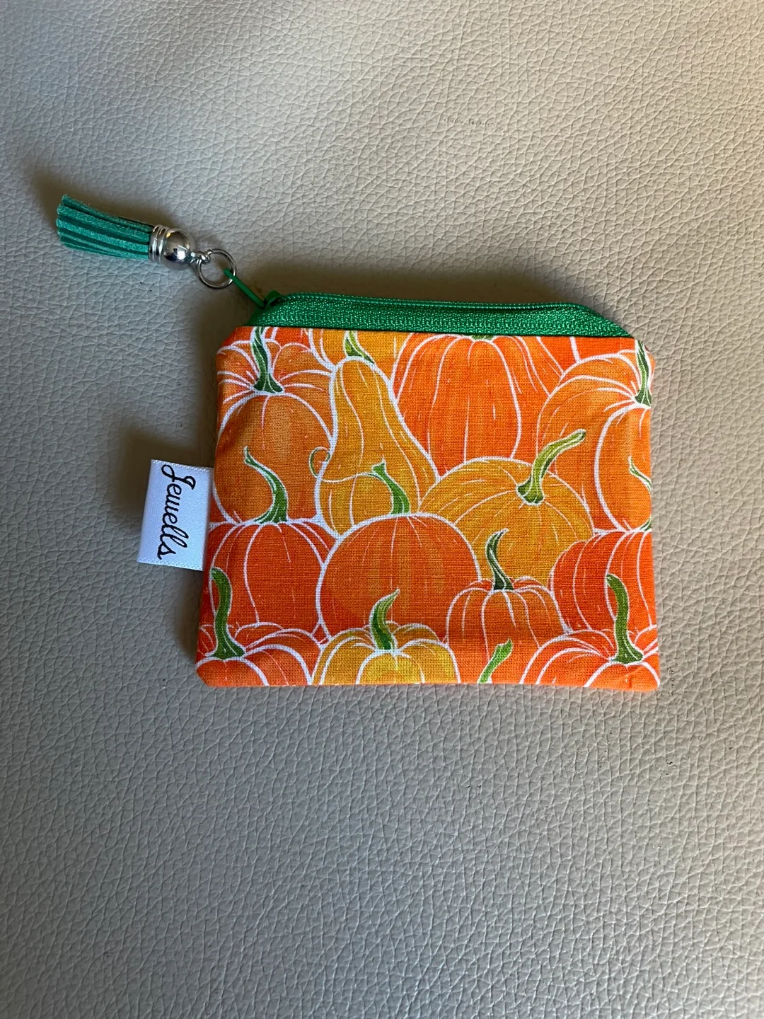 Small Handmade Pumpkin Print Coin Purse NEW thumbnail