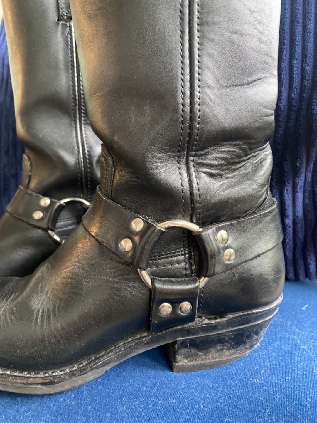 FRYE Vintage Black Leather Motorcycle Boots - photo 2