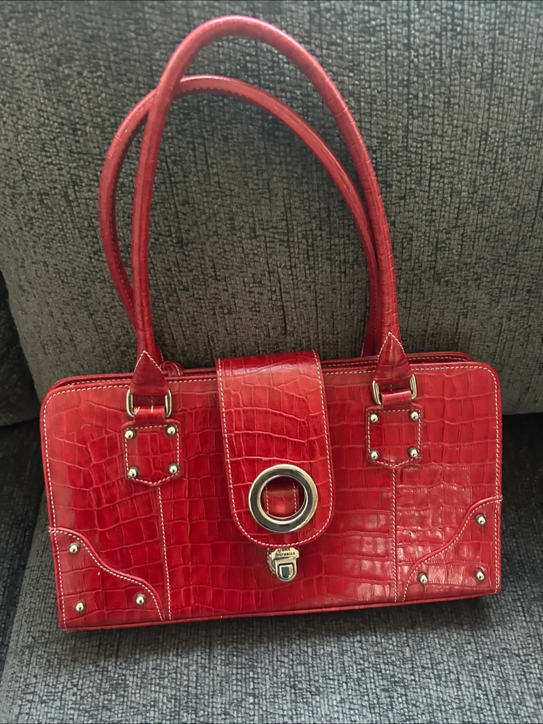 Red Croc Embossed Handbag thumbnail