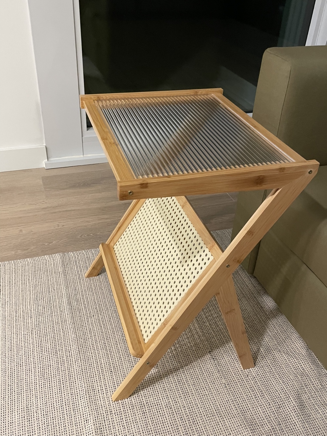 (New) Bamboo Side Table with Rattan Panel - photo 2