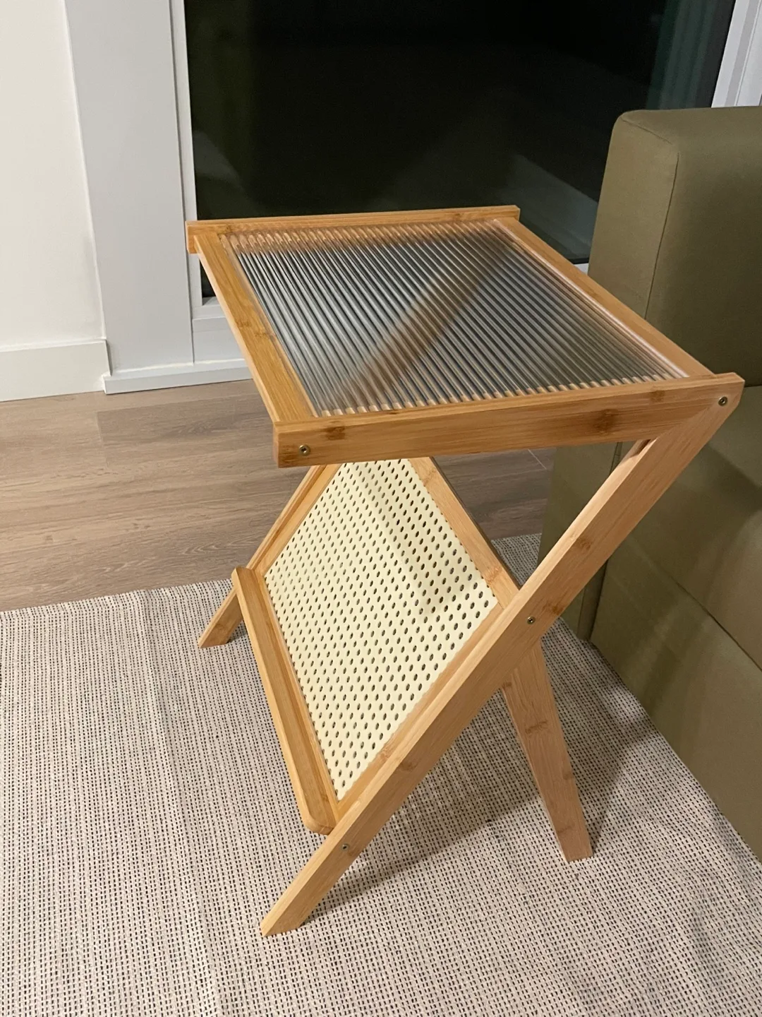 (New) Bamboo Side Table with Rattan Panel image indicator(2)