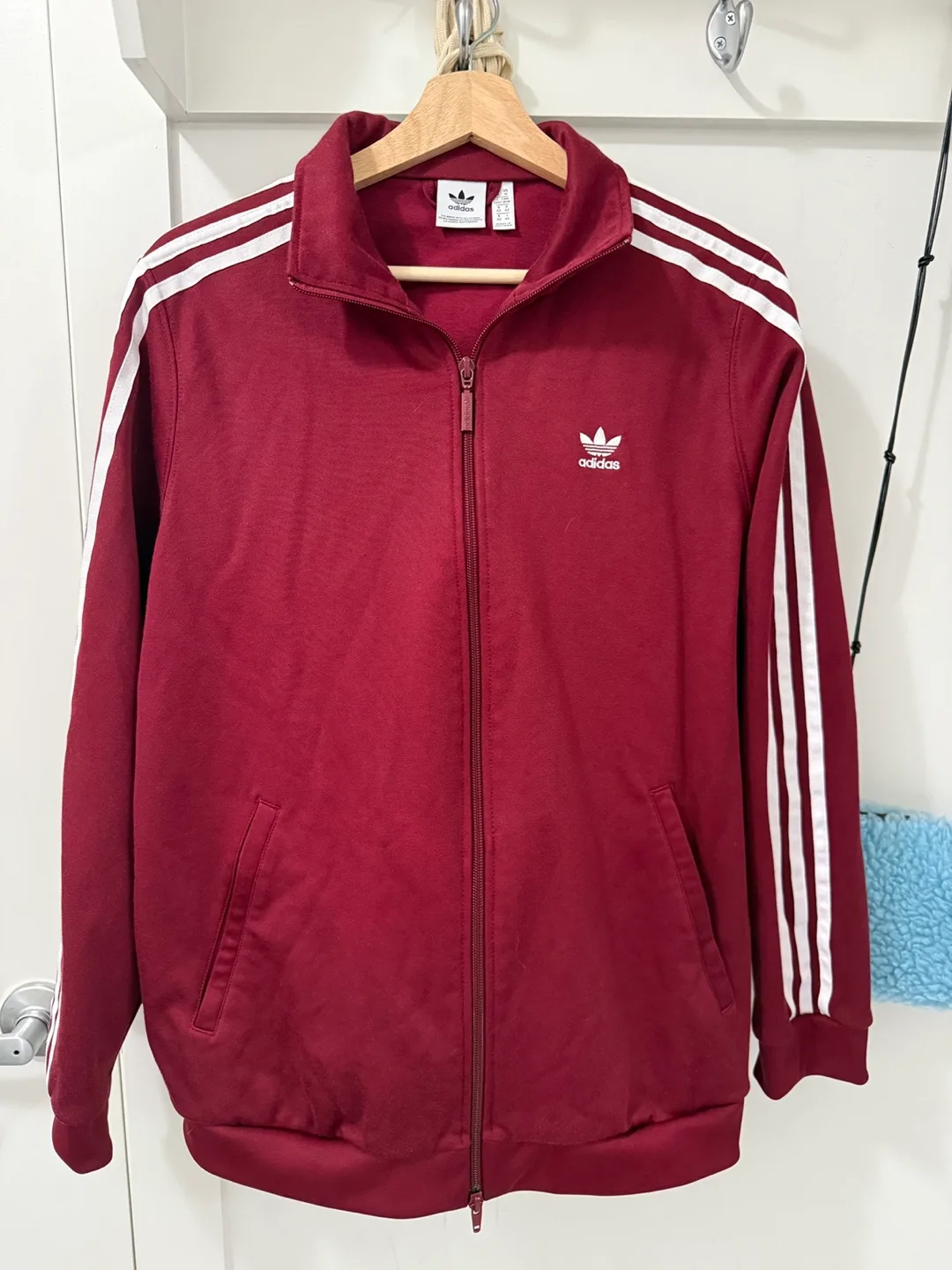 Adidas Maroon Track Jacket - Size M thumbnail