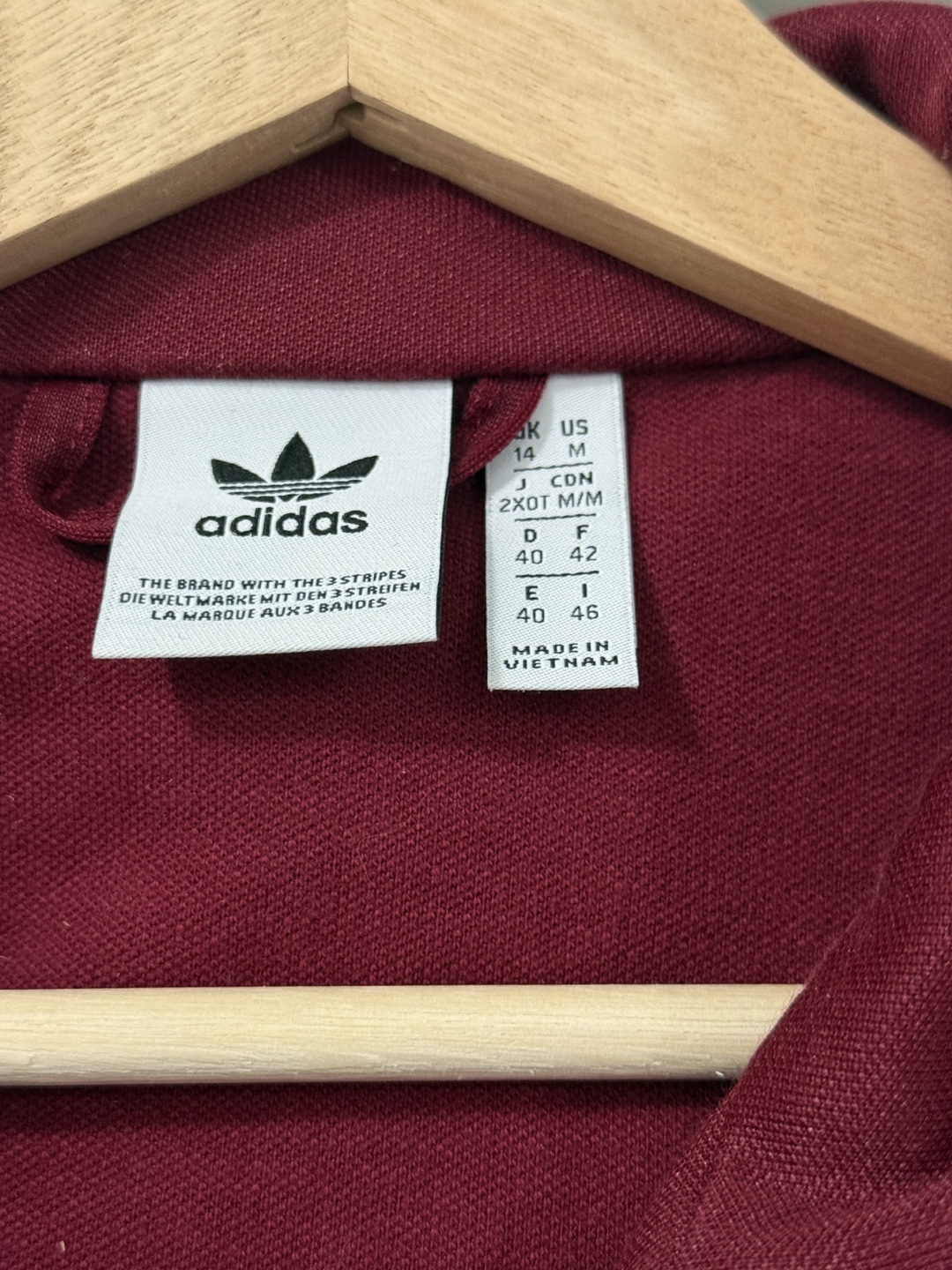 Adidas Maroon Track Jacket - Size M - photo 2