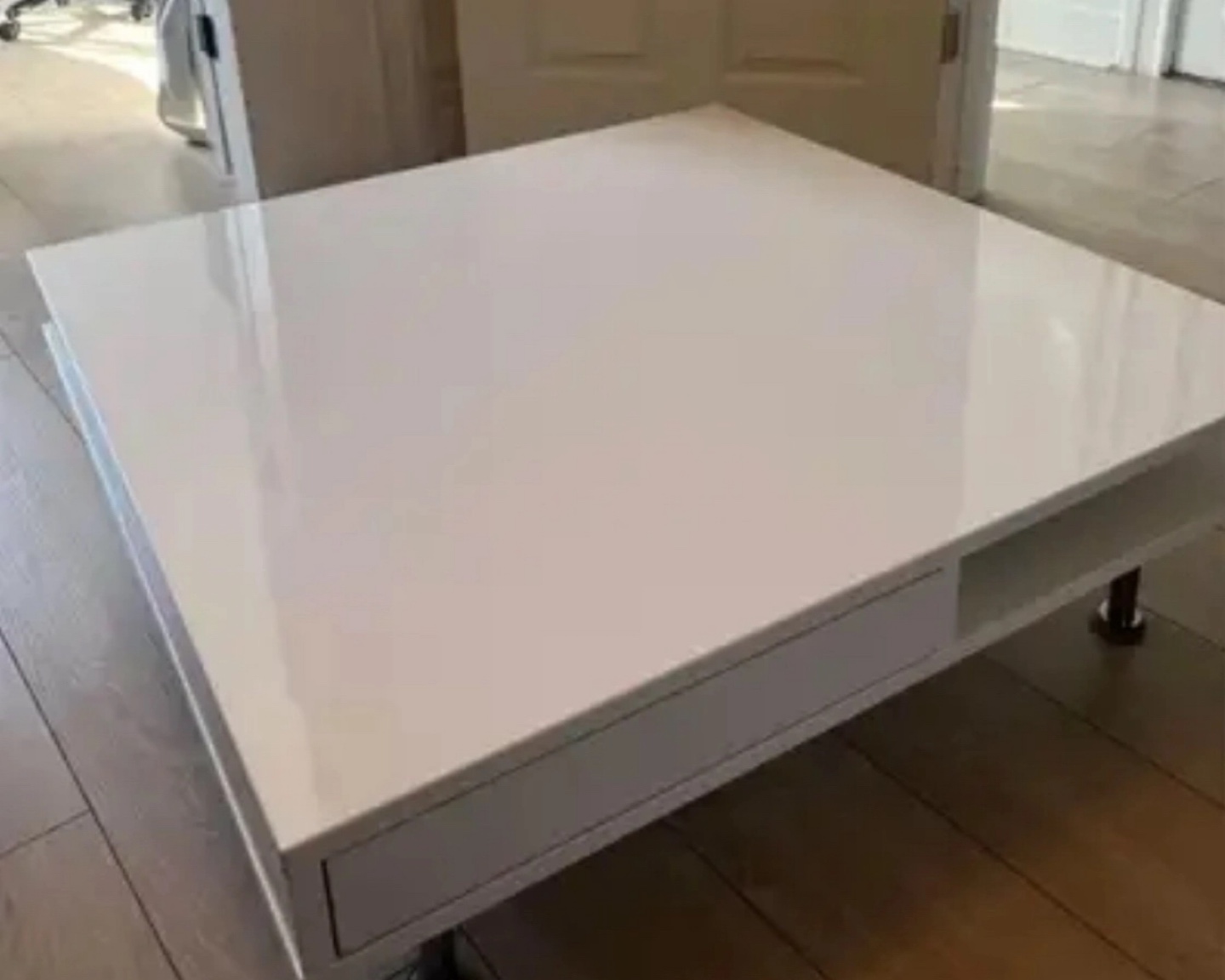 White Square Coffee Table with Drawer