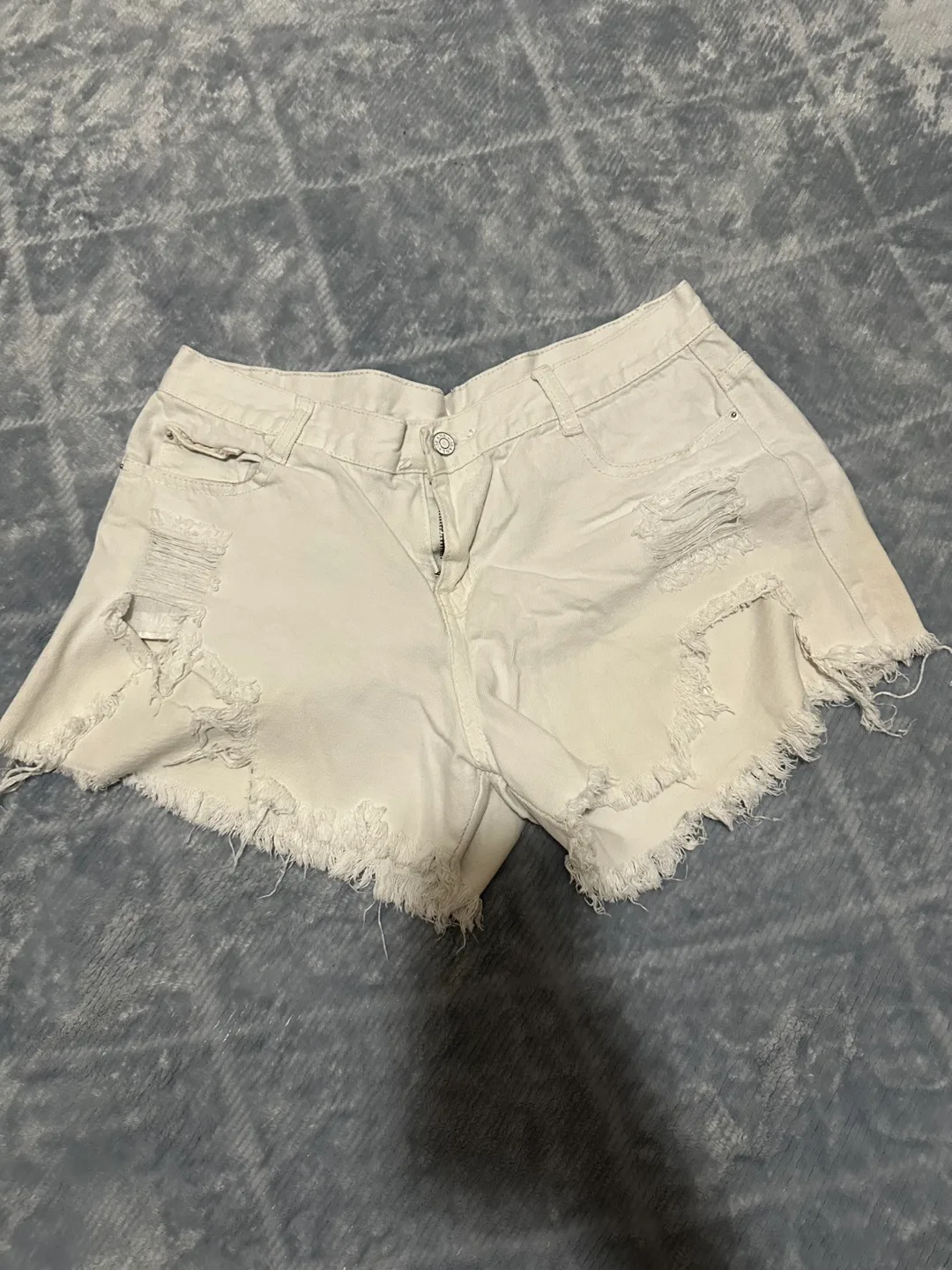 White Denim Frayed Shorts thumbnail