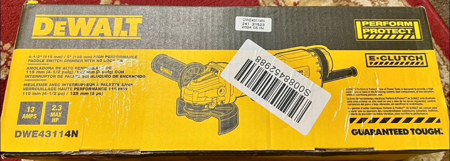 Brand new DEWALT DWE43114N 4-1/2" Paddle Switch Grinder image indicator(5)