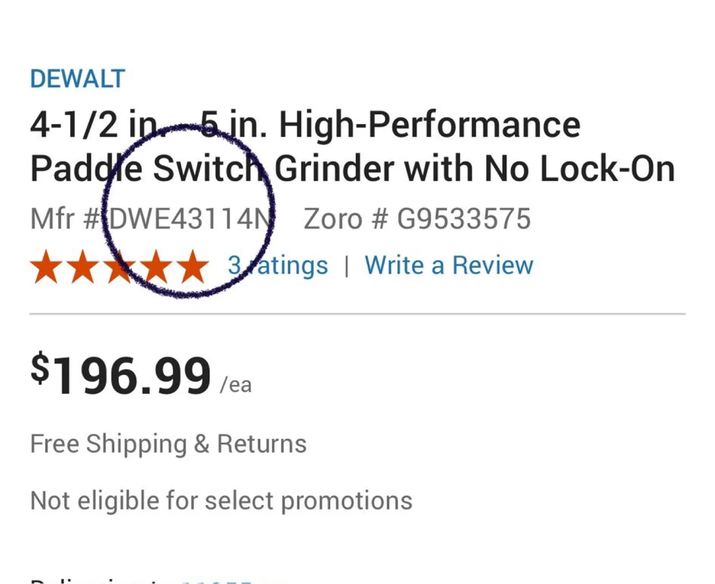 Brand new DEWALT DWE43114N 4-1/2" Paddle Switch Grinder image indicator(2)
