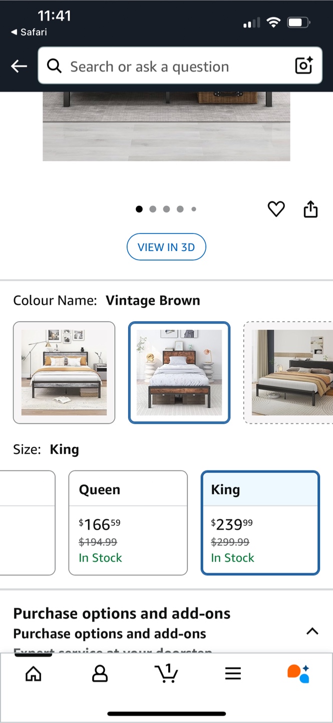 King Size Bed Frame - Vintage Brown - photo 2