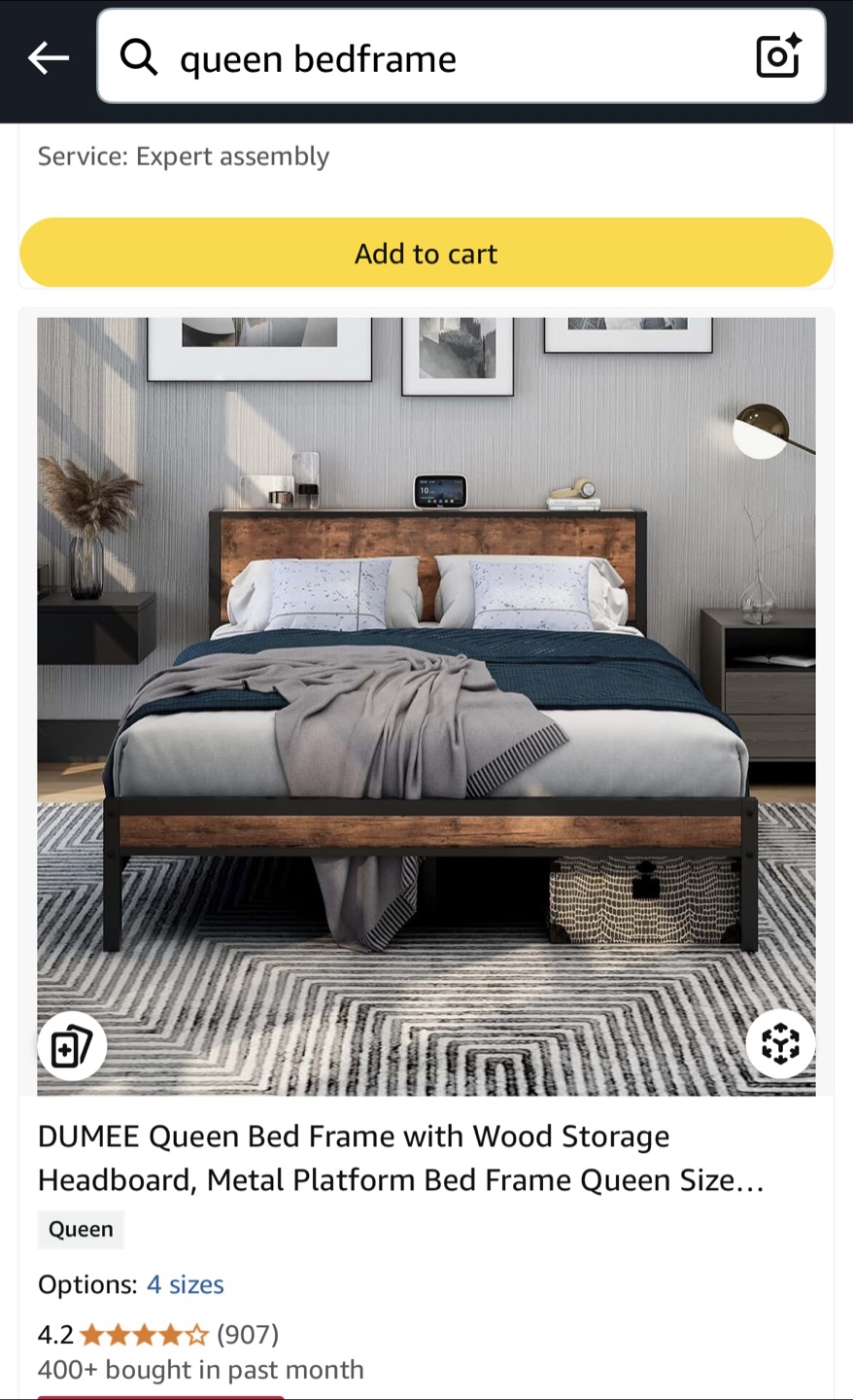 King Size Bed Frame - Vintage Brown
