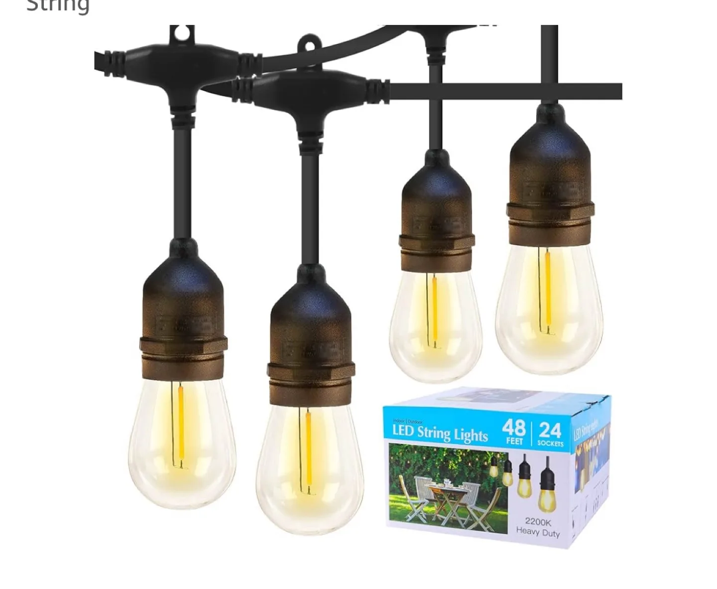 SUNTHIN LED Outdoor String Patio Lights - 48FT thumbnail
