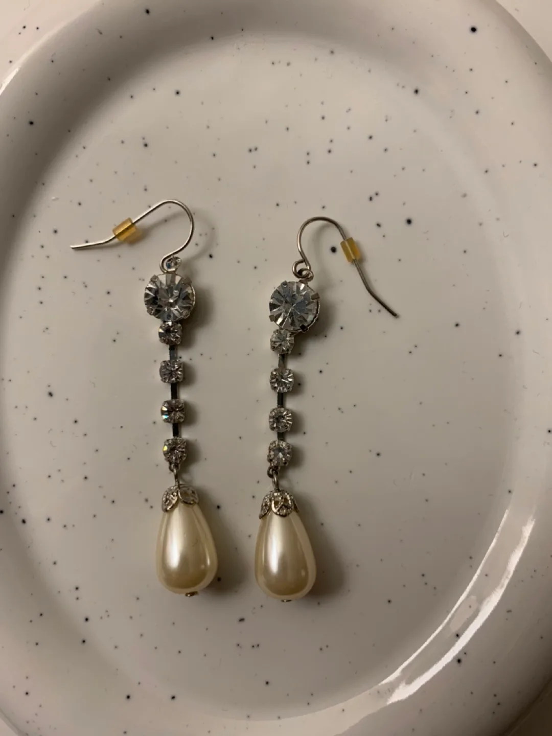 #freecycle Drop Earrings with Rhinestones and Faux Pearls thumbnail