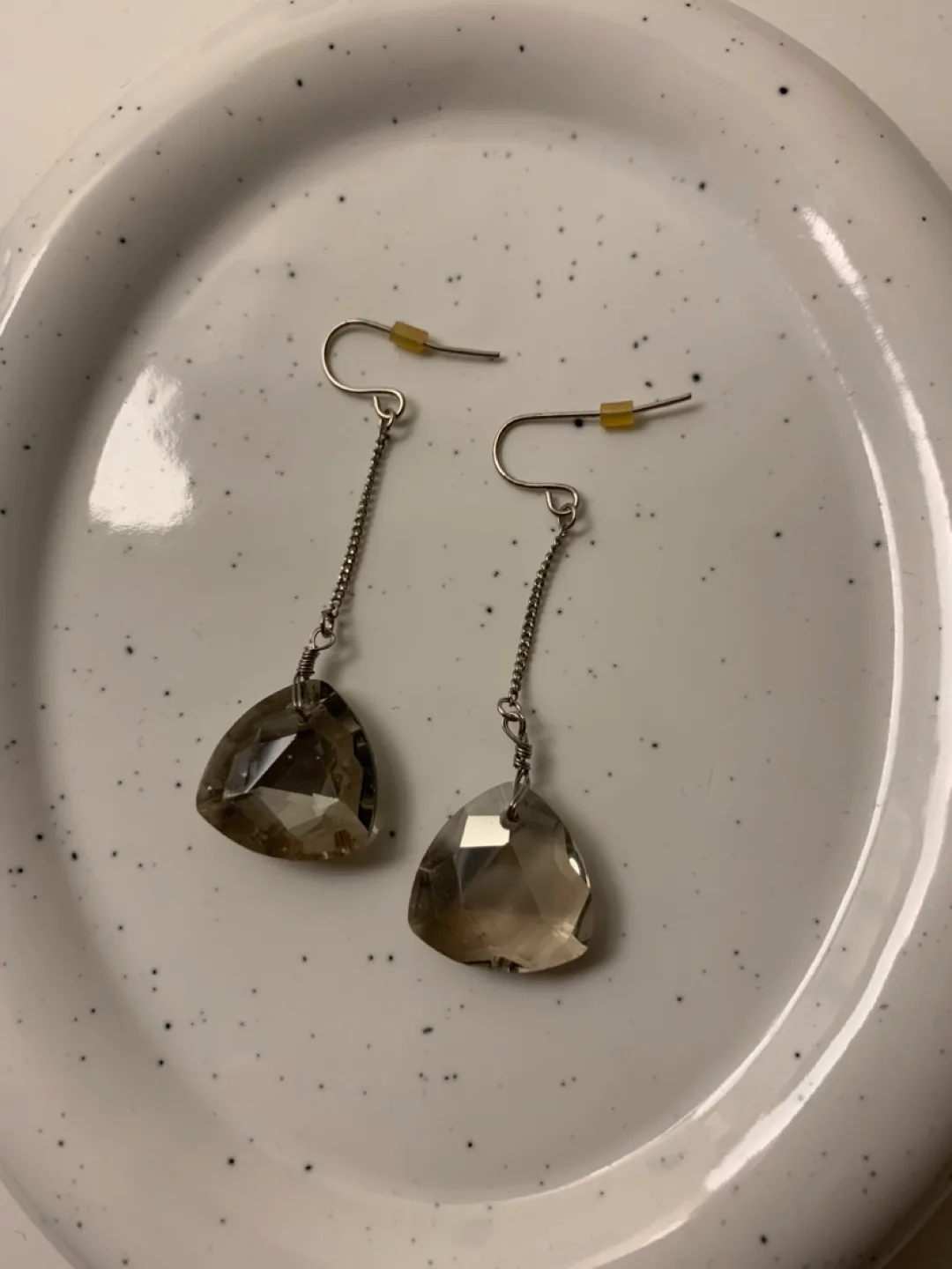 Smoky Quartz Triangle Drop Earrings #freecycle thumbnail