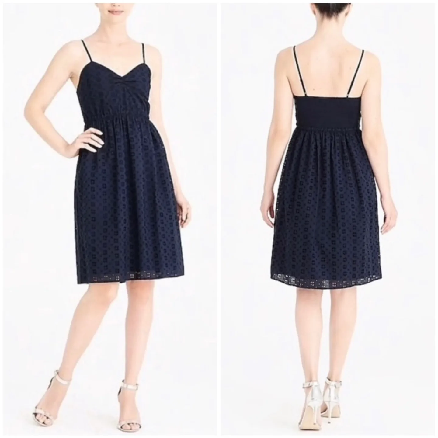J. Crew Navy Eyelet Cami Dress thumbnail